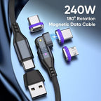 240W Magnetic Charging Cable ，180°Rotating USBC to USB C Magnetic Data Cable - Image 2