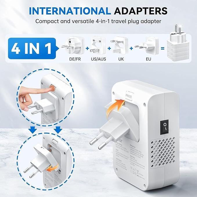 DOACE 350W Travel Voltage Converter US to Europe 220V to 110V Converter - Image 5