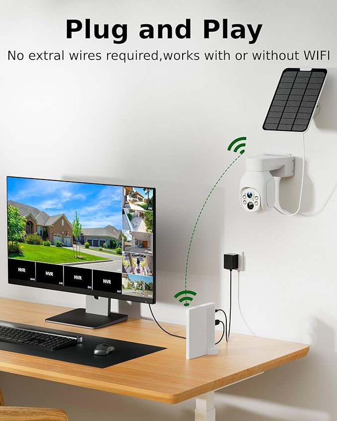 Camcamp Wireless Security Camera System, Solar Powered PTZ 4MP 6 Cam-kit Camera - Image 3