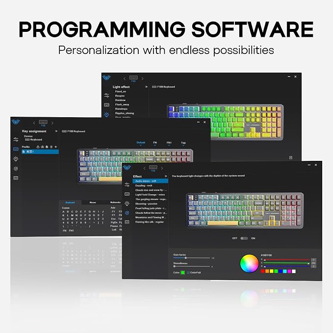 EPOMAKER Aula F108 Wireless Gaming Keyboard, Full Size Mechanical Keyboard - Image 7