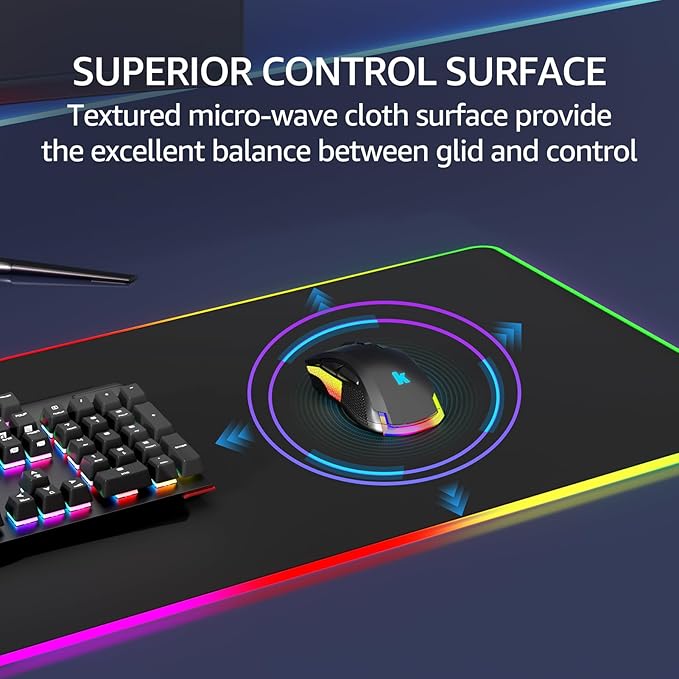 KTRIO RGB Large Gaming Mouse Pad Desk Mat, Superior Micro-Weave Cloth - Image 3