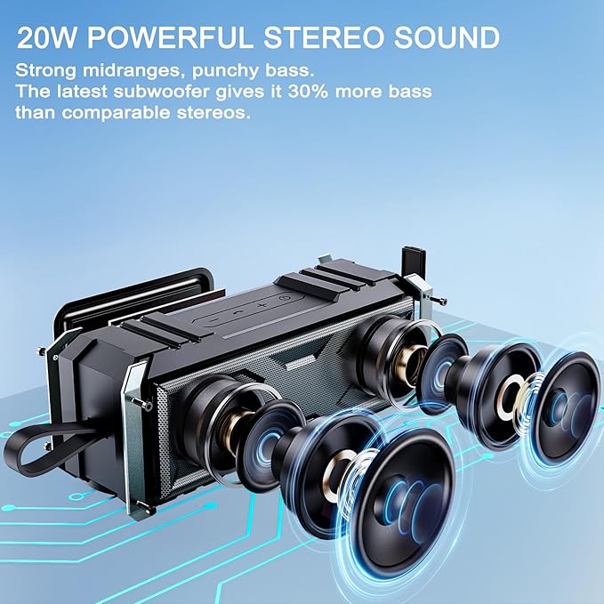 comiso Bluetooth Speaker, 5.3 Rugged Portable Speaker - Image 2