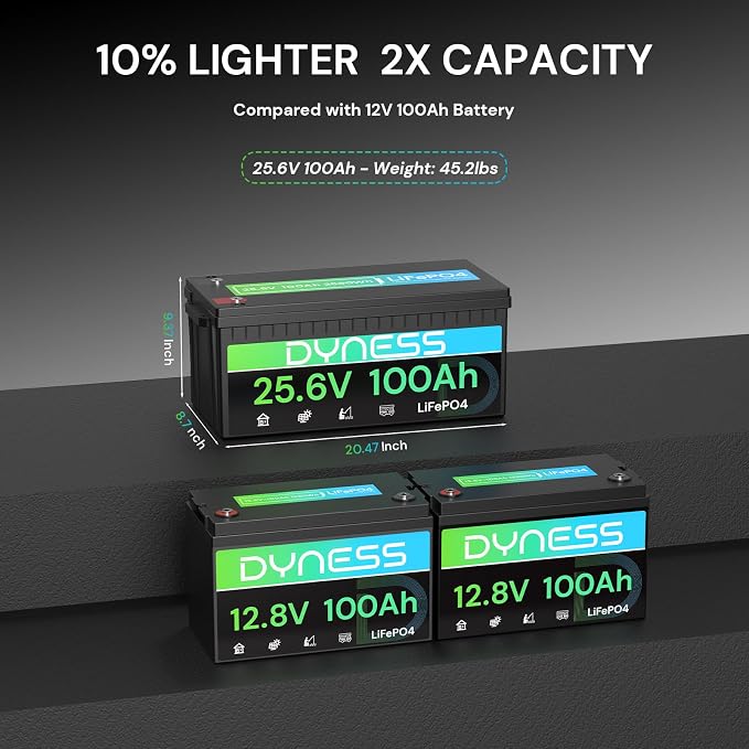 24V 100Ah LiFePO4 Lithium Battery, 2560Wh Large Capacity - Image 2