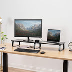 VIVO 39 inch Extra Long Monitor Stand, Wood & Steel Desktop Riser, Dual Screen - Image 2