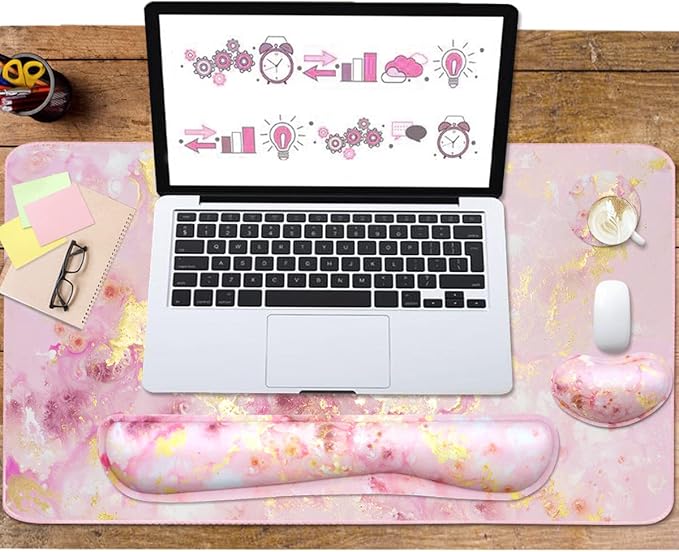 Keyboard Mouse Pad Set, Extended Mouse Pad+Keyboard Wrist Rest Support - Image 6