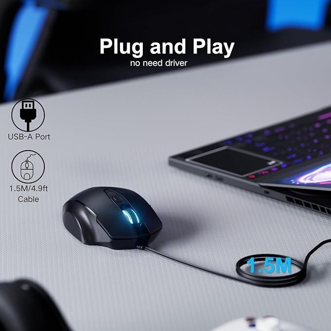 Wired Mouse, USB Mouse Wired - Image 2