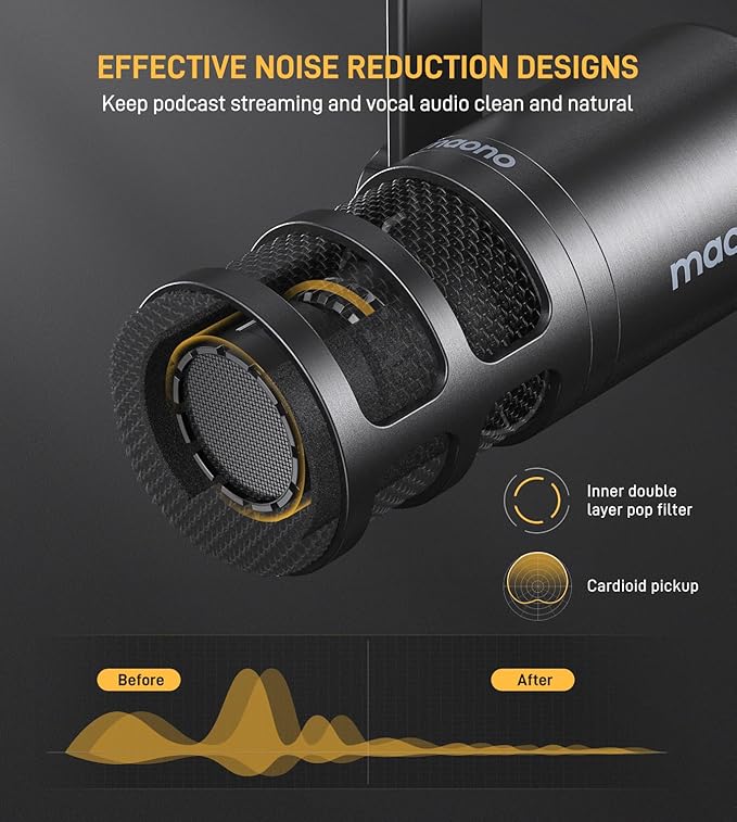 MAONO XLR Podcast Dynamic Microphone, Cardioid Studio Mic - Image 3