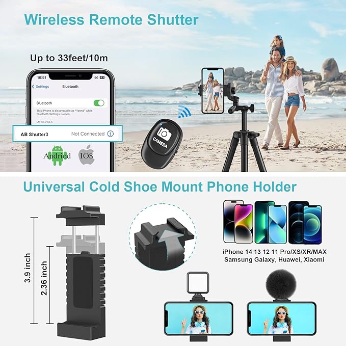 71" Camera Tripod, Versatile Cell Phone Tripod - Image 5