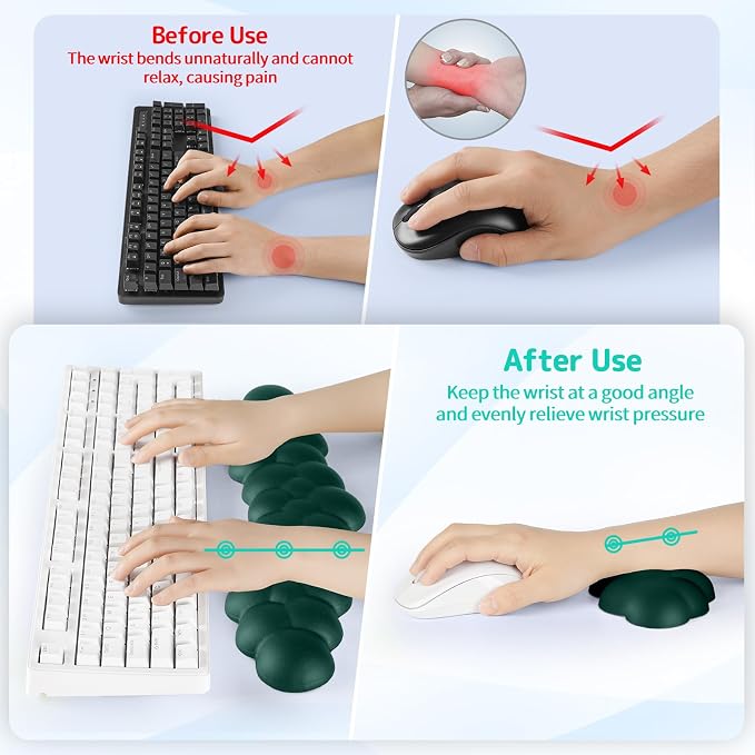 Cloud Wrist Rest for Keyboard and Mouse, Memory Foam PU Leather Keyboard Wrist - Image 3