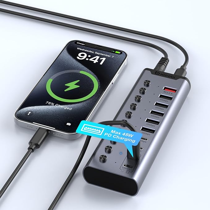 Powered USB Hub, 10-Port USB C Hub - Image 5