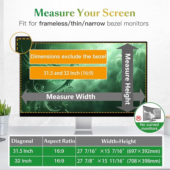 Magnetic 32 inch Computer Privacy Screen Filter - Image 7