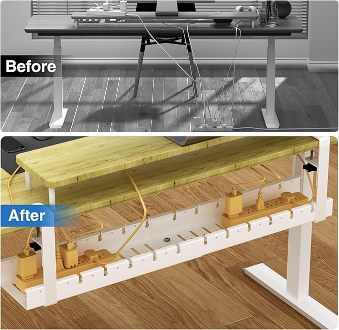 No Drilling Extendable Under Desk Cable Management, Metal Cable Management Tray - Image 6