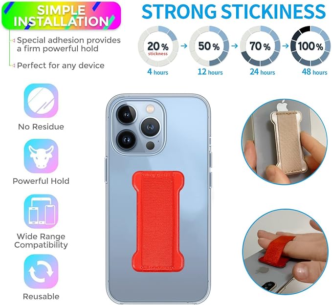 Phone Grip Strap Holder for Hand, Universal Finger Strap Phone Holder, Finger - Image 2