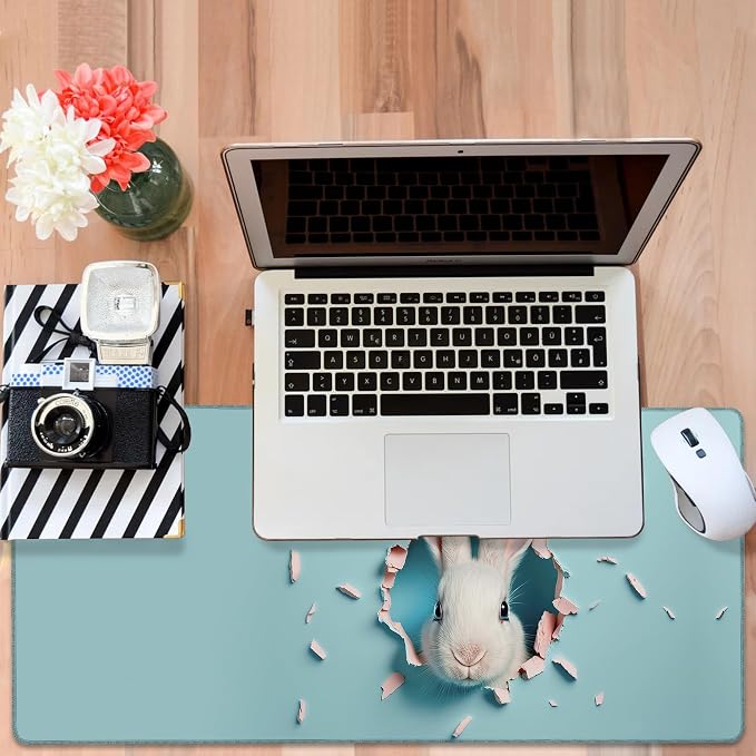Gaming Desk Pad Large Extra Length Bunny Peeking Out of A Hole Mouse Pad - Image 6