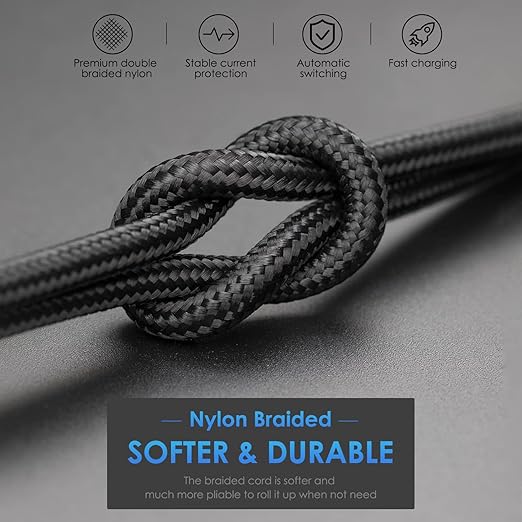iPhone Charger Cable 3Pack 6FT USB-A to Lightning Cable Nylon Braided Fast - Image 7