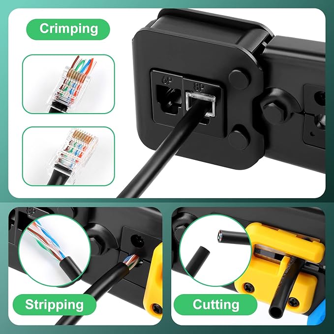 Delgada rj45 Crimp Tool with 50PCS Pass Through Connectors, - Image 3