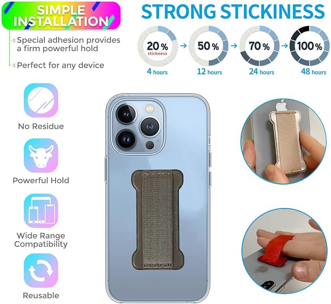 Phone Grip Holder for Hand, Universal Finger Strap Phone Holder, Finger Selfie - Image 2
