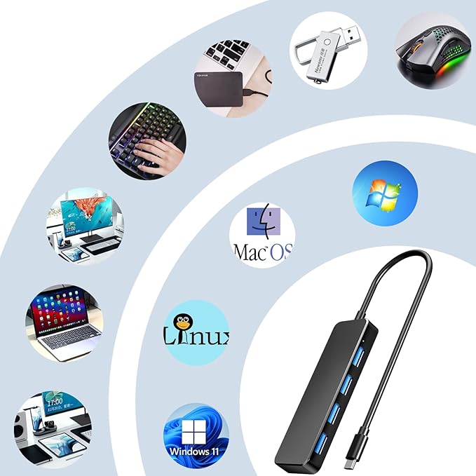 USB C Hub 4 Ports, Eanetf USB C to USB Hub 3.0 USB Splitter - Image 7