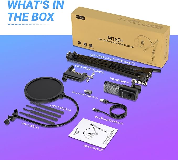 FDUCE Gaming USB Microphone, RGB Condenser mic - Image 7