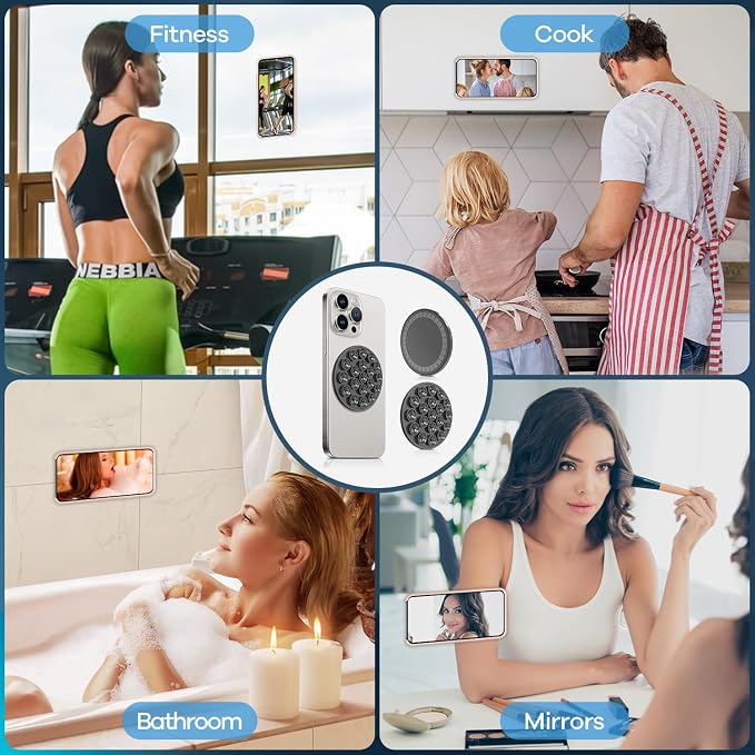 Silicone Suction Cup Phone Mount, Magnetic Suction Phone Case Stand, Mirror - Image 6