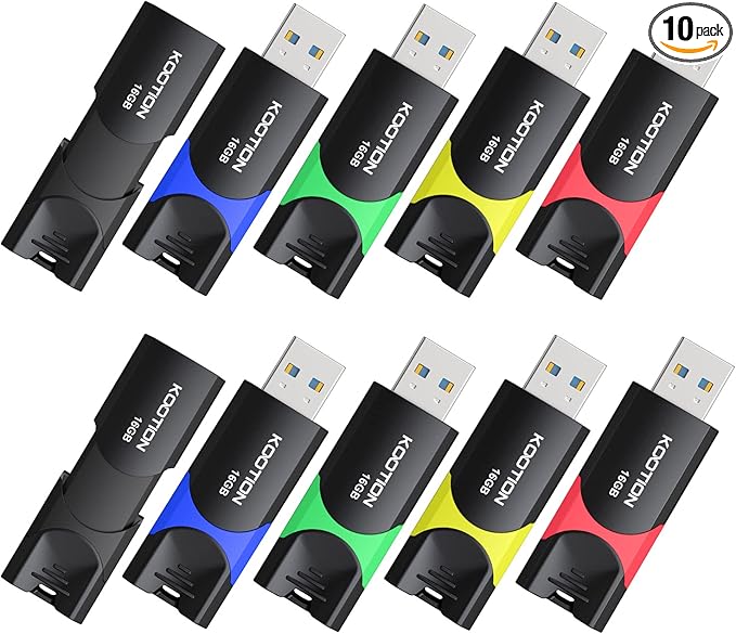USB 3.0 Flash Drive KOOTION 10 Pack 16GB USB 3.0 Thumb Drive Retractable 16G by KOOTION
