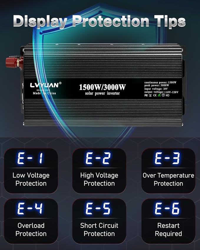 LVYUAN 1500W Power Inverter 24V to 110V DC to AC - Image 5