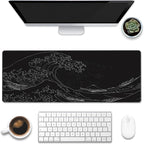 Desk Mat, Japanese Sea Wave Large Gaming Mouse Pad by Eflxamz