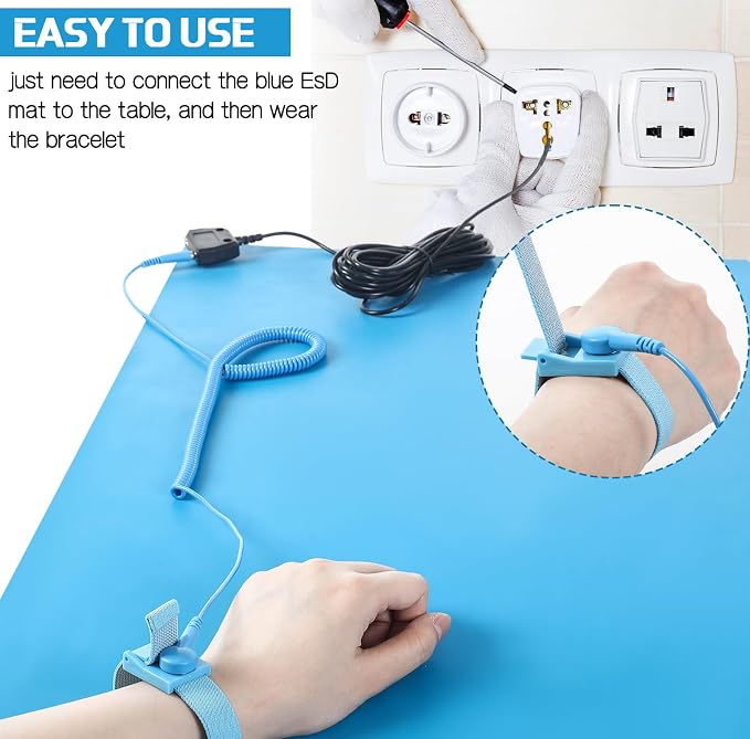 Anti-Static Mat Kits Includes Heat Resistant ESD Mats Anti Static Wrist Straps - Image 3
