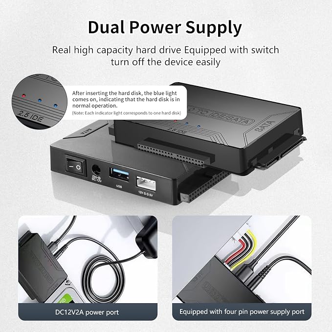 USB 3.0 to SATA IDE Adapter，Hard Drive Reader, IDE Sata to USB External Data - Image 5