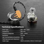 BASN BmasterX in Ear Audio Monitor, Hybrid 6 Drivers IEM Earphones - Image 4