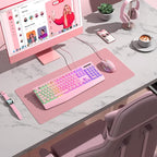 Pink Creamy Keyboard, Rainbow LED Backlit, 104 Keys Silent Light Up Gaming - Image 7
