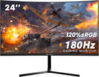 CRUA 24” Curved Gaming Monitor, 180Hz/144Hz FHD 1080P, Support 120% sRGB by CRUA