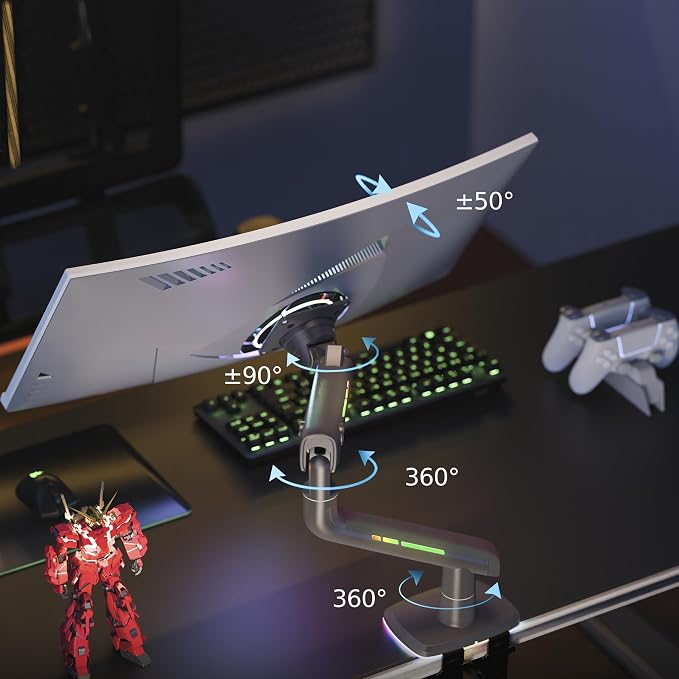 Gaming Monitor Arm for Flat/Ultrawide/Curved Monitors 32 to 60 inch, Heavy Duty - Image 3