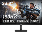 KTC 24 inch 190Hz/180Hz Gaming Monitor, HDR 400 Fast IPS Screen, FHD 1080P by KTC