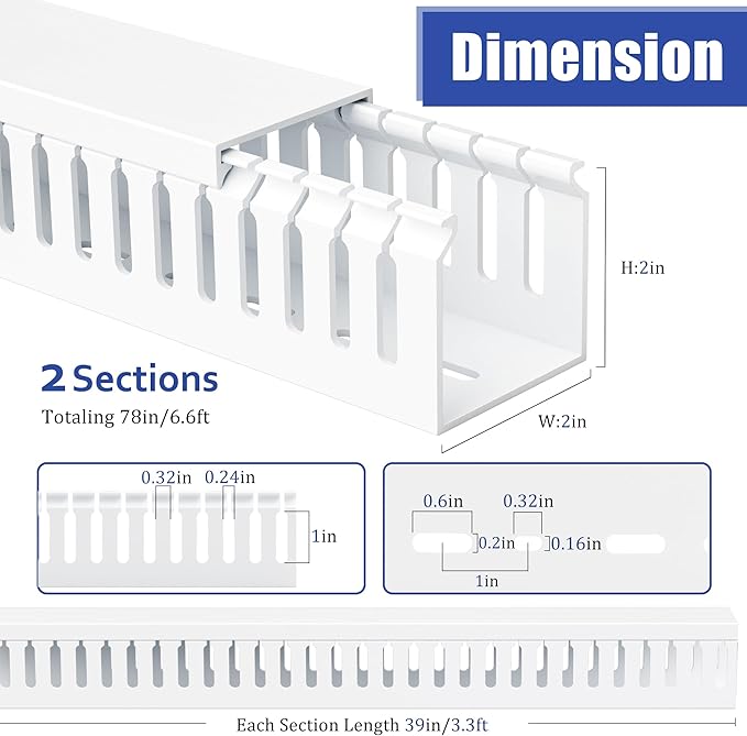 ZhiYo 2x2in Professional Server Rack Cable Management Raceway, 78in Cable - Image 2