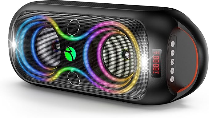 Wireless TWS Portable Bluetooth Speaker, Beat-Driven Lights, 120dB Loud Stereo by halokin