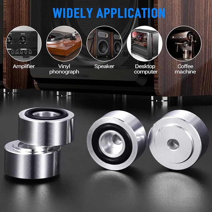 Facmogu 4PCS Silver Aluminum Alloy Speaker Isolation Feet, Turntable Isolation - Image 6