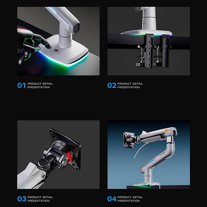 Gaming Monitor Arm for Flat/Ultrawide/Curved Monitors 32 to 60 inch, Heavy Duty - Image 8