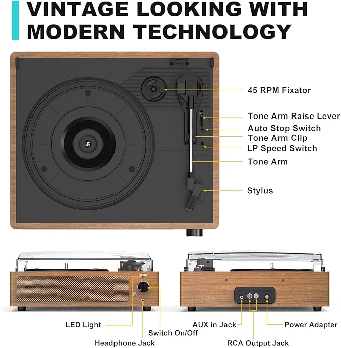 Retro Record Player for Vinyl - Image 2