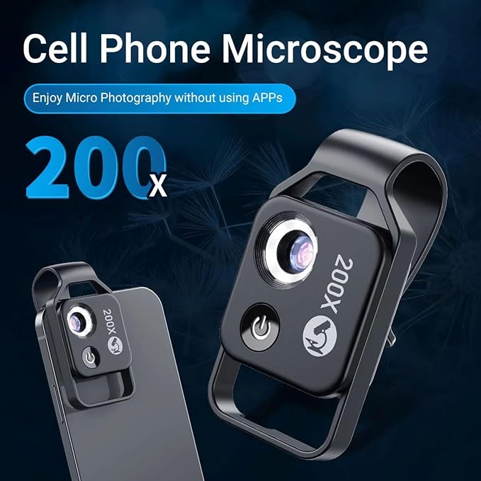 200X Phone Mini Pocket Microscope, Zoom Mobile Phone External Lens, Portable - Image 2