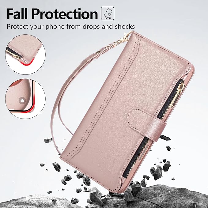 Compatible with iPhone 15 Pro Max Wallet Phone Case-PU Leather Magnetic Flip - Image 6