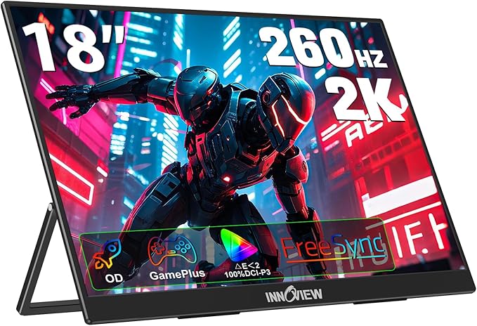 InnoView 18 Inch 260Hz Portable Gaming Monitor, 2K QHD 100% DCI-P3 Portable by InnoView