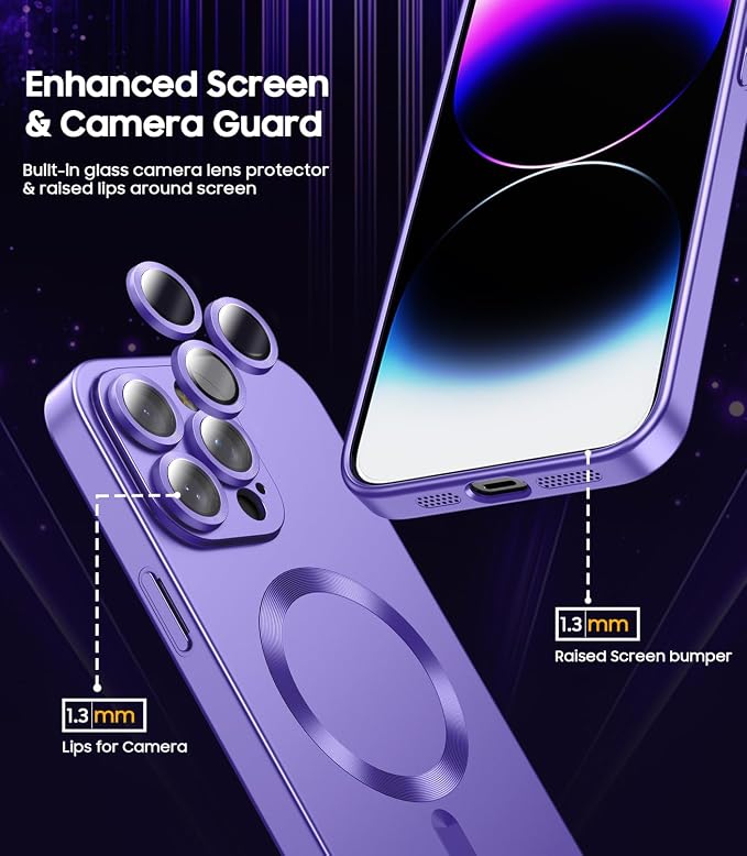 Magnetic for iPhone 14 Pro Max Case Slim Soft TPU Bumper Shockproof Metallic - Image 3