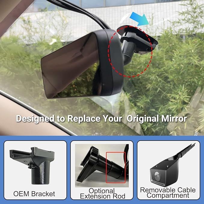 60FPS 9.2″ OEM Rear View Mirror Camera, Dash Cam, Detached Front Lens, Digital - Image 4