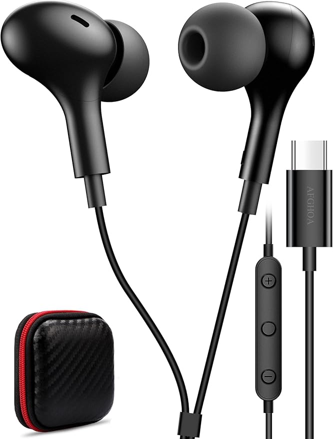 USB C Headphone for Samsung S26 S25 FE S24 A16 A17 Wired Earbuds Magnetic by AFGHOA