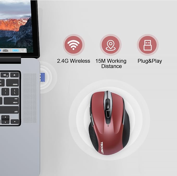 TECKNET Rechargeable Wireless Mouse, 2.4G Silent Mouse, Quiet Click, 6 - Image 6