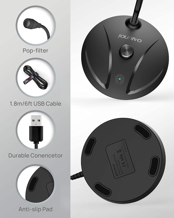 JOUNIVO USB Microphone for Computer, PC/Laptop Mic, Mute Button - Image 7