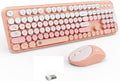 Wireless Keyboard and Mouse Combo, 105 Round Keys Full-Size Cute Colorful Pink by TT-FOPETT