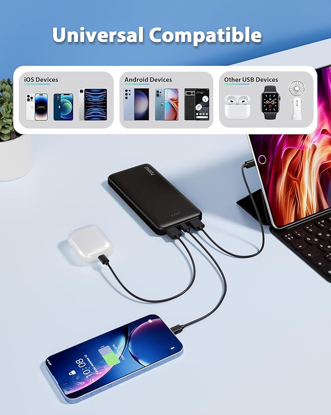 Miady 2-Pack 10000mAh Dual USB Portable Charger, Type-C Charging Power Bank - Image 5