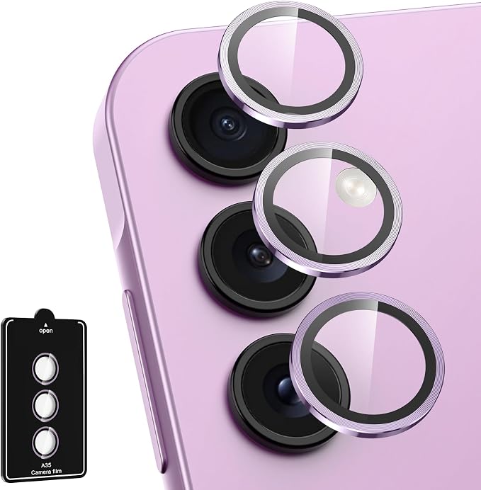 for Samsung Galaxy A35 5G Camera Lens Protector, Individual Metal Ring Tempered by Btscase